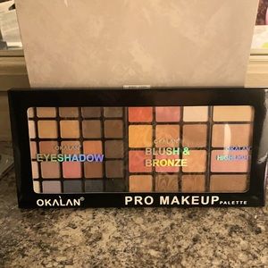 Eyeshadow palette, highlighter, blush & bronze